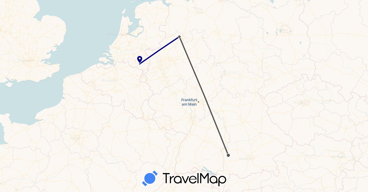 TravelMap itinerary: driving, motorbike in Germany, Netherlands (Europe)